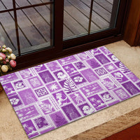Hawaii Christmas Retro Patchwork Rubber Doormat Violet - Wonder Print Shop