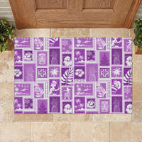 Hawaii Christmas Retro Patchwork Rubber Doormat Violet - Wonder Print Shop