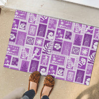 Hawaii Christmas Retro Patchwork Rubber Doormat Violet - Wonder Print Shop