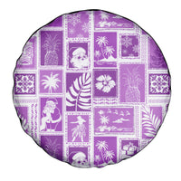 Hawaii Christmas Retro Patchwork Spare Tire Cover Violet - Wonder Print Shop