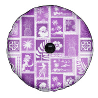 Hawaii Christmas Retro Patchwork Spare Tire Cover Violet - Wonder Print Shop