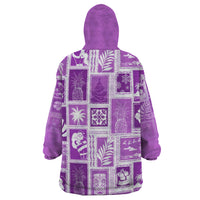 Hawaii Christmas Retro Patchwork Wearable Blanket Hoodie Violet - Wonder Print Shop