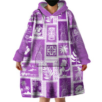 Hawaii Christmas Retro Patchwork Wearable Blanket Hoodie Violet - Wonder Print Shop