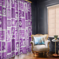 Hawaii Christmas Retro Patchwork Window Curtain Violet - Wonder Print Shop