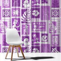 Hawaii Christmas Retro Patchwork Window Curtain Violet - Wonder Print Shop