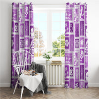 Hawaii Christmas Retro Patchwork Window Curtain Violet - Wonder Print Shop
