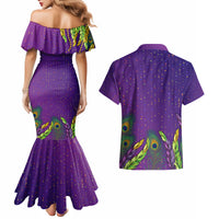 Mardi Gras Festive Confetti Couples Matching Mermaid Dress and Hawaiian Shirt LT7 - Wonder Print Shop