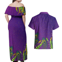 Mardi Gras Festive Confetti Couples Matching Off Shoulder Maxi Dress and Hawaiian Shirt LT7 - Wonder Print Shop