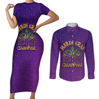 Mardi Gras Festive Confetti Couples Matching Short Sleeve Bodycon Dress and Long Sleeve Button Shirt LT7 - Wonder Print Shop