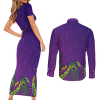 Mardi Gras Festive Confetti Couples Matching Short Sleeve Bodycon Dress and Long Sleeve Button Shirt LT7 - Wonder Print Shop