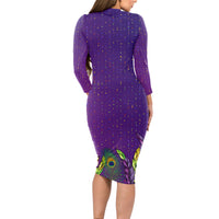 Mardi Gras Festive Confetti Long Sleeve Bodycon Dress - Wonder Print Shop