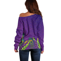 Mardi Gras Festive Confetti Off Shoulder Sweater - Wonder Print Shop