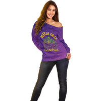 Mardi Gras Festive Confetti Off Shoulder Sweater - Wonder Print Shop