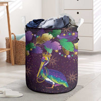 Faux Glitter Funny Mardi Gras Pelican Laundry Basket Party Vibes - Wonder Print Shop