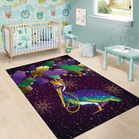 Faux Glitter Funny Mardi Gras Pelican Area Rug Party Vibes - Wonder Print Shop