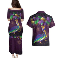 Faux Glitter Funny Mardi Gras Pelican Couples Matching Puletasi and Hawaiian Shirt Party Vibes - Wonder Print Shop