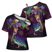 Faux Glitter Funny Mardi Gras Pelican Cross Shoulder Shirt Party Vibes - Wonder Print Shop
