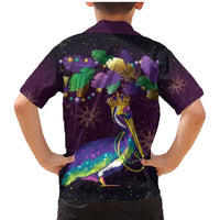 Faux Glitter Funny Mardi Gras Pelican Family Matching Mermaid Dress and Hawaiian Shirt Party Vibes - Wonder Print Shop