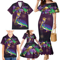 Faux Glitter Funny Mardi Gras Pelican Family Matching Mermaid Dress and Hawaiian Shirt Party Vibes - Wonder Print Shop