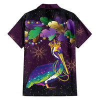 Faux Glitter Funny Mardi Gras Pelican Family Matching Off Shoulder Maxi Dress and Hawaiian Shirt Party Vibes - Wonder Print Shop