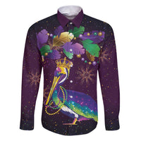 Faux Glitter Funny Mardi Gras Pelican Family Matching Puletasi and Hawaiian Shirt Party Vibes - Wonder Print Shop