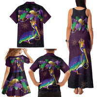 Faux Glitter Funny Mardi Gras Pelican Family Matching Tank Maxi Dress and Hawaiian Shirt Party Vibes - Wonder Print Shop