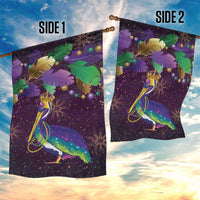 Faux Glitter Funny Mardi Gras Pelican Garden Flag Party Vibes - Wonder Print Shop