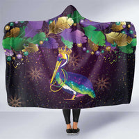 Faux Glitter Funny Mardi Gras Pelican Hooded Blanket Party Vibes - Wonder Print Shop