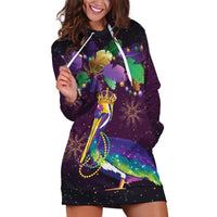 Faux Glitter Funny Mardi Gras Pelican Hoodie Dress Party Vibes - Wonder Print Shop
