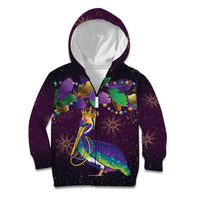 Faux Glitter Funny Mardi Gras Pelican Kid Hoodie Party Vibes - Wonder Print Shop