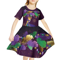 Faux Glitter Funny Mardi Gras Pelican Kid Short Sleeve Dress Party Vibes - Wonder Print Shop