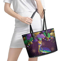 Faux Glitter Funny Mardi Gras Pelican Leather Tote Bag Party Vibes - Wonder Print Shop