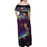 Faux Glitter Funny Mardi Gras Pelican Off Shoulder Maxi Dress Party Vibes - Wonder Print Shop