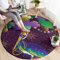 Faux Glitter Funny Mardi Gras Pelican Round Carpet Party Vibes - Wonder Print Shop