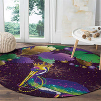 Faux Glitter Funny Mardi Gras Pelican Round Carpet Party Vibes - Wonder Print Shop