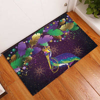 Faux Glitter Funny Mardi Gras Pelican Rubber Doormat Party Vibes - Wonder Print Shop