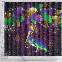 Faux Glitter Funny Mardi Gras Pelican Shower Curtain Party Vibes - Wonder Print Shop