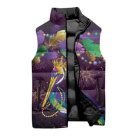 Faux Glitter Funny Mardi Gras Pelican Sleeveless Puffer Jacket Party Vibes - Wonder Print Shop