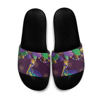 Faux Glitter Funny Mardi Gras Pelican Slide Sandals Party Vibes - Wonder Print Shop