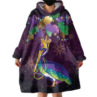 Faux Glitter Funny Mardi Gras Pelican Wearable Blanket Hoodie Party Vibes - Wonder Print Shop