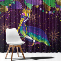 Faux Glitter Funny Mardi Gras Pelican Window Curtain Party Vibes - Wonder Print Shop