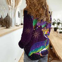 Faux Glitter Funny Mardi Gras Pelican Women Casual Shirt Party Vibes - Wonder Print Shop