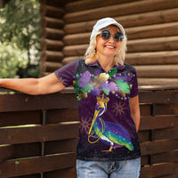 Faux Glitter Funny Mardi Gras Pelican Women Polo Shirt Party Vibes - Wonder Print Shop