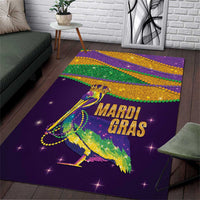 Faux Glitter Mardi Gras Pelican Area Rug - Wonder Print Shop