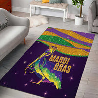 Faux Glitter Mardi Gras Pelican Area Rug - Wonder Print Shop