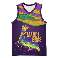 Faux Glitter Mardi Gras Pelican Basketball Jersey - Wonder Print Shop
