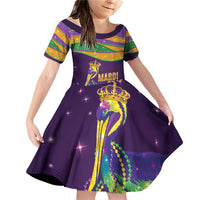 Faux Glitter Mardi Gras Pelican Family Matching Off Shoulder Short Dress and Hawaiian Shirt - Wonder Print Shop