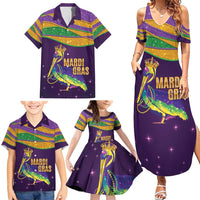 Faux Glitter Mardi Gras Pelican Family Matching Summer Maxi Dress and Hawaiian Shirt - Wonder Print Shop