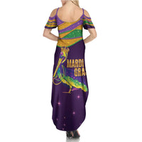 Faux Glitter Mardi Gras Pelican Family Matching Summer Maxi Dress and Hawaiian Shirt - Wonder Print Shop