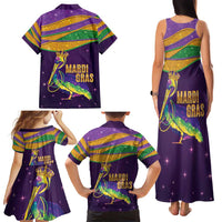 Faux Glitter Mardi Gras Pelican Family Matching Tank Maxi Dress and Hawaiian Shirt - Wonder Print Shop